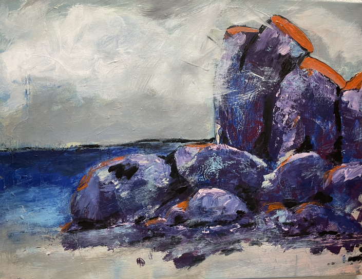 Sylvia Gatz "Colored rocks " Acryl auf Leinwand. 50 x 70 cm, 2024